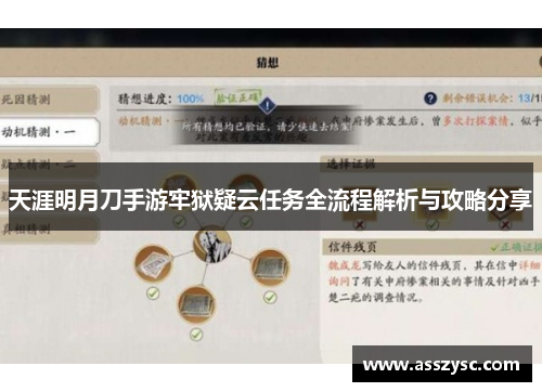 天涯明月刀手游牢狱疑云任务全流程解析与攻略分享